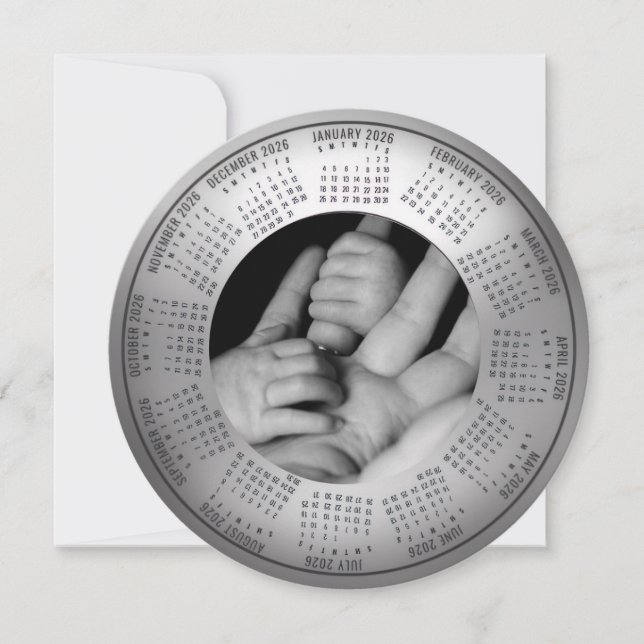 2026 Kalender Firar Ett Barn Semesterkort Julkort (Framsida)