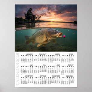 2026 Kalender, Fiske, Karp / Fisk Poster