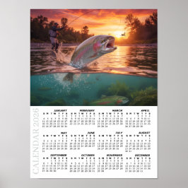 2026 Kalender, Flugfiske, Öring / Fisk Poster