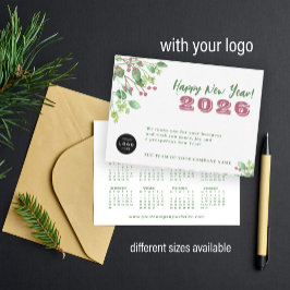 2026-kalender för din logotyp-verksamhet - nyårsju anteckningskort