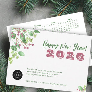2026-kalender för din logotyp-verksamhet - nyårsju julkort