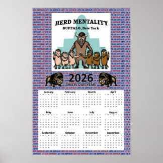2026 Kalender för flockmentalitet (18 x 27) Poster