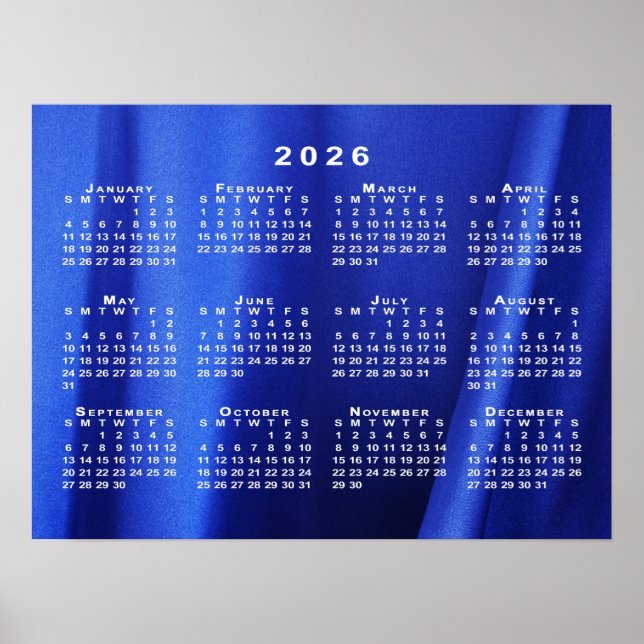 2026-kalender för fotomall med blå Abstrakt Poster (Framsidan)