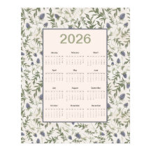 2026 kalender för hela året Tistel