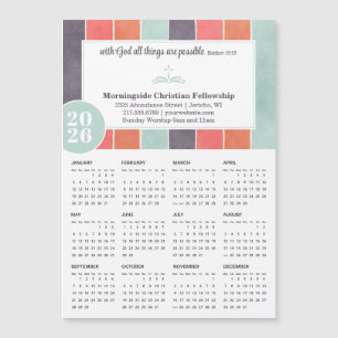 2026 Kalender för kyrkan Promo Multifärgad Rand