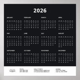 2026 Kalender Företag Logotyp Varumärke Poster