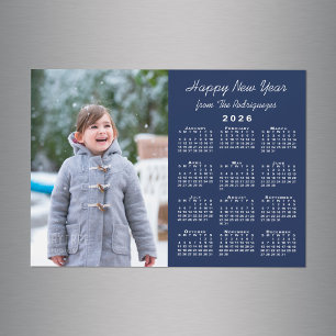2026 Kalender Foto Gott nytt år Navy Magnet