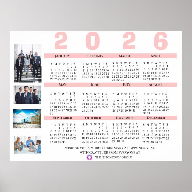 2026 Kalender Foto Jul Nyår Företag Poster (Framsidan)