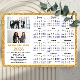 2026 Kalender Guld Glitter Business Photo Magnetic
