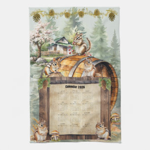 2026 Kalender Handduk Söta Jordekorrar Kökshandduk