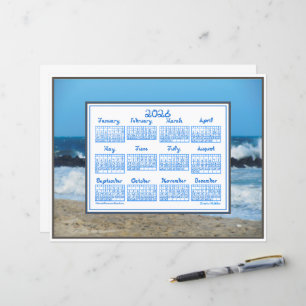 2026 Kalender Havsvågor Strandstenar Tyg Font