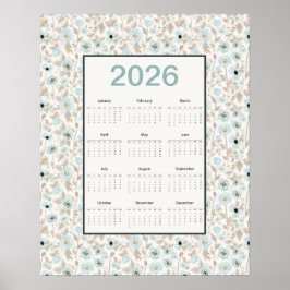 2026 Kalender Hela Året Blå Krämvallmo Poster