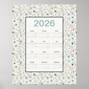 2026 Kalender Hela Året Blå Krämvallmo Poster