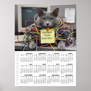 2026 Kalender, Hjälpdesk, IT - Roliga Kontorskatte Poster
