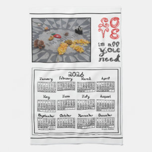 2026 Kalender Imagine Peace Foto KÄRLEK Tyg Font Kökshandduk