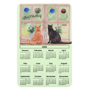 2026 Kalender Katter i fönstret Flexibel Magnet