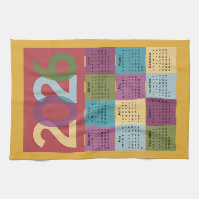 2026 Kalender Kökshandduk (Horisontell)