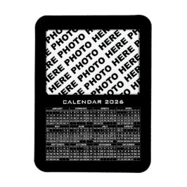 2026 Kalender - lägg till 1 foton Magnet Black