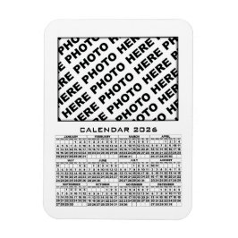 2026 Kalender - lägg till 1 foton Magnet White