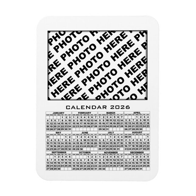 2026 Kalender - lägg till 1 foton Magnet White (Vertikal)