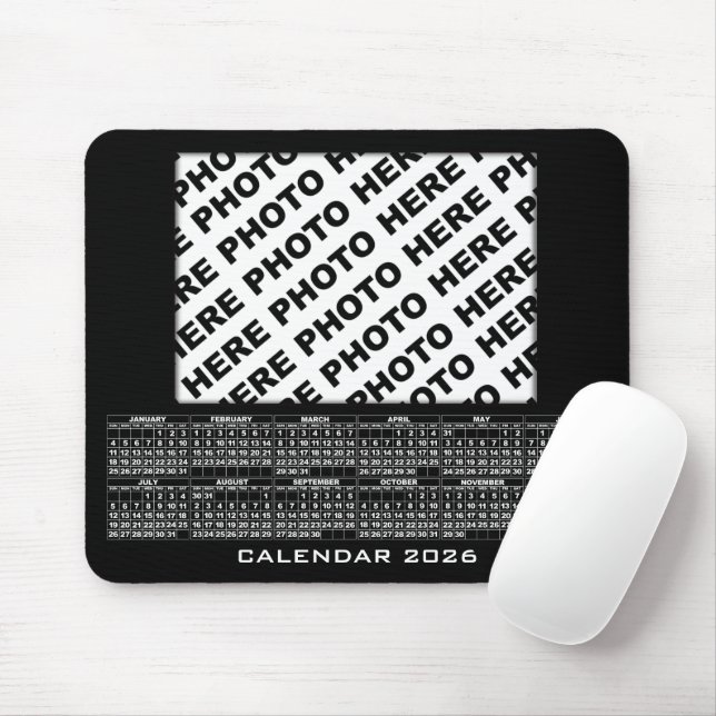 2026 Kalender Lägg till 1 Photos Mousepad Black Musmatta (Med mus)
