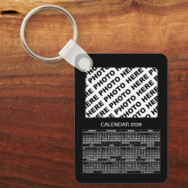 2026 Kalender Lägg till 2 foton Metall-nyckelkedja Nyckelring