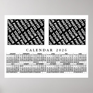 2026 Kalender Lägg till 2 foton Poster 24 x 18 tum