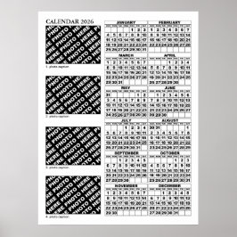 2026 Kalender Lägg till 4 foton Poster 24 x 32 tum