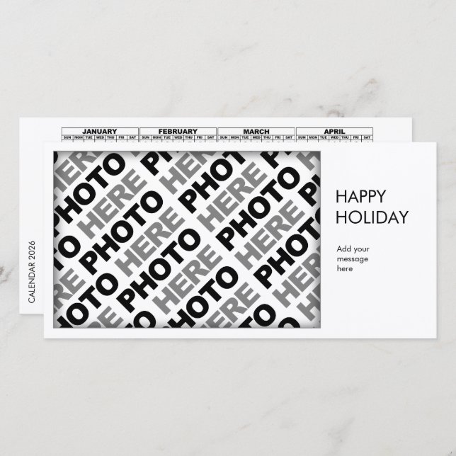 2026 Kalender - lägg till ett enkelt foto-kort (Fram/baksida)