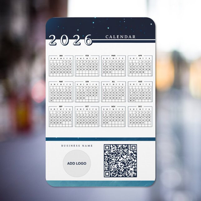 2026 Kalender Lägg till Logotyp QR-kod Flexibel ma Magnet (2026 Calendar Add Logo QR Code Flexible Magnet)