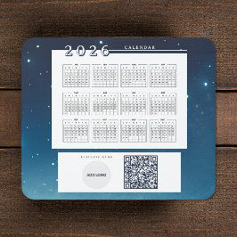 2026 Kalender Lägg till QR-kod för Logotyp Musmatta