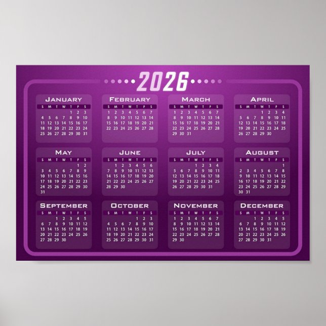 2026 Kalender Lila Poster (Framsidan)