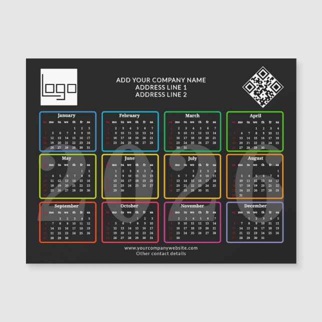 2026 Kalender Logotyp QR-kod Modern Affärsreklam (Framsida)