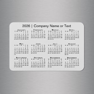 2026 Kalender med Anpassningsbar Grått Magnet