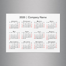 2026 Kalender med Business Namn White Magnet