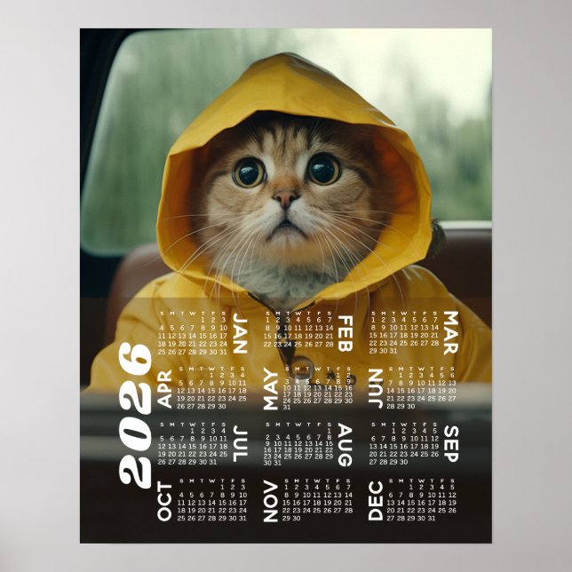 2026 Kalender med Foto Hela Året Modern Översikt Poster (Framsidan)