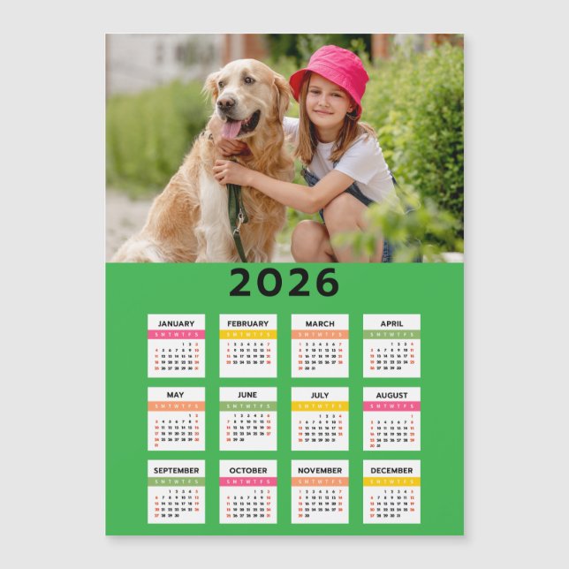 2026 Kalender med foto - helårsvy magnetkort (Framsida)