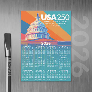2026 Kalender med USA 250 Capital Dome Amerika