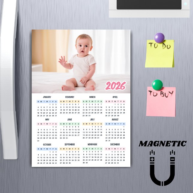 2026 Kalender Modern Anpassad Foto Magnet (Skapare uppladdad)