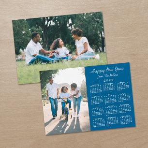 2026 Kalender Modern Blue 2 Photo Gott nytt år Julkort