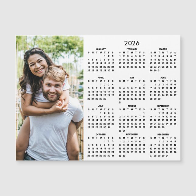 2026 Kalender Modern Enkel Foto Magnet (Framsida)