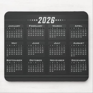2026 Kalender Modern Svart Vit Musmatta