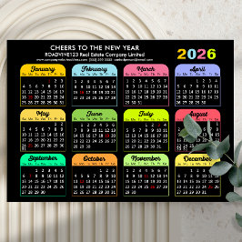 2026-kalender - modernt svart magnetkort