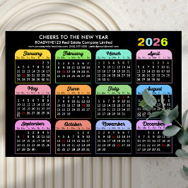 2026-kalender - modernt svart magnetkort