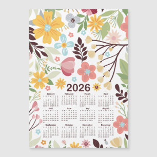 2026 Kalender Multifärgad Hand plockade Blommigt
