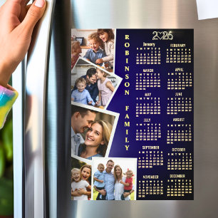 2026 Kalender Navy Vit Guld 5 Foto Collage