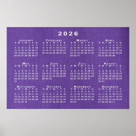 2026 Kalender om Lila Linen-mallfoto Poster