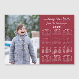 2026 Kalender Photo Gott nytt år Burgundy Magnet
