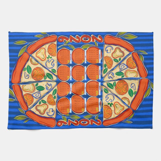 2026 Kalender - Pizza Kalender Kökshandduk (Horisontell)