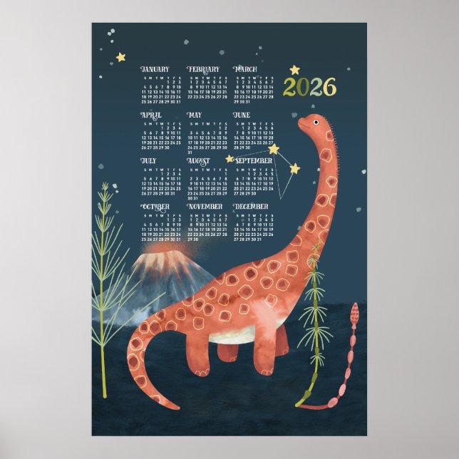 2026 Kalender Poster Brachiosaurus (Framsidan)